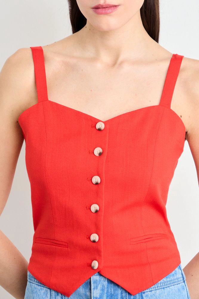 GILET LISO ROJO MUJER IO - 2