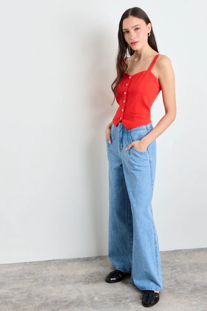 GILET LISO ROJO MUJER IO - 5