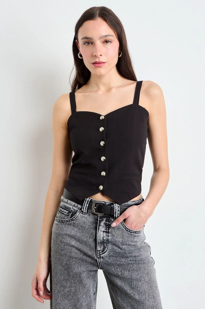 GILET LISO NEGRO MUJER IO - 1