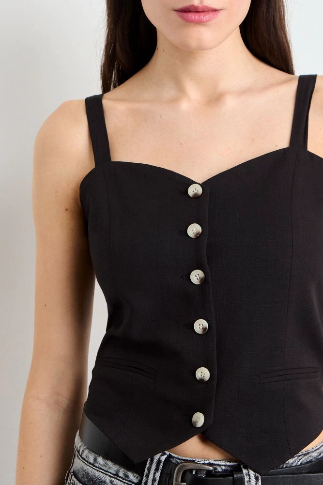 GILET LISO NEGRO MUJER IO - 2