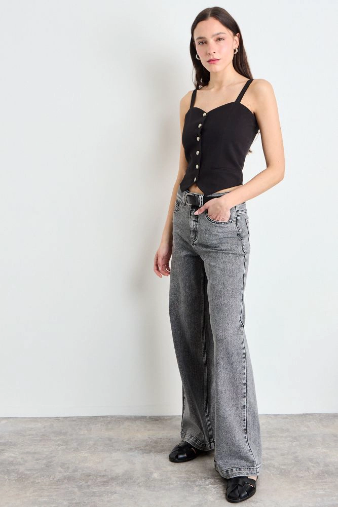 GILET LISO NEGRO MUJER IO - 5