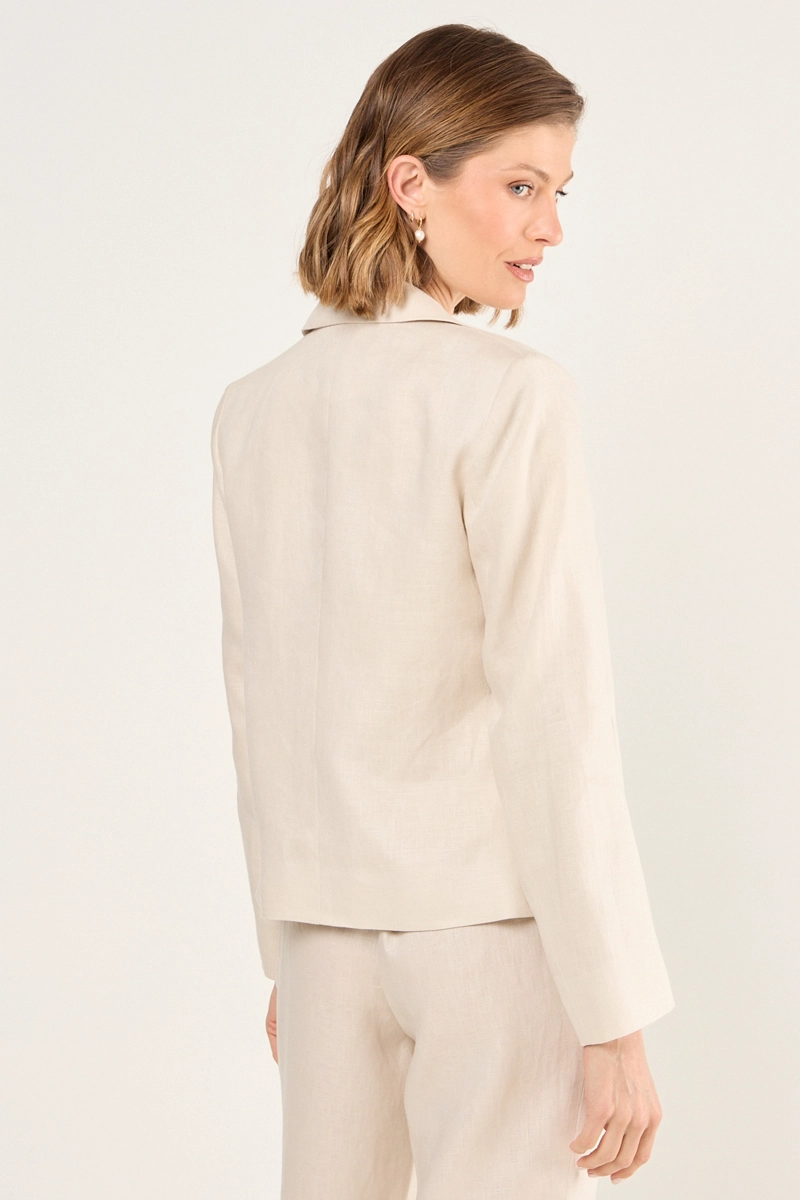 BLAZER DE LINO CORTO BEIGE MUJER MAGRIFFE - 3