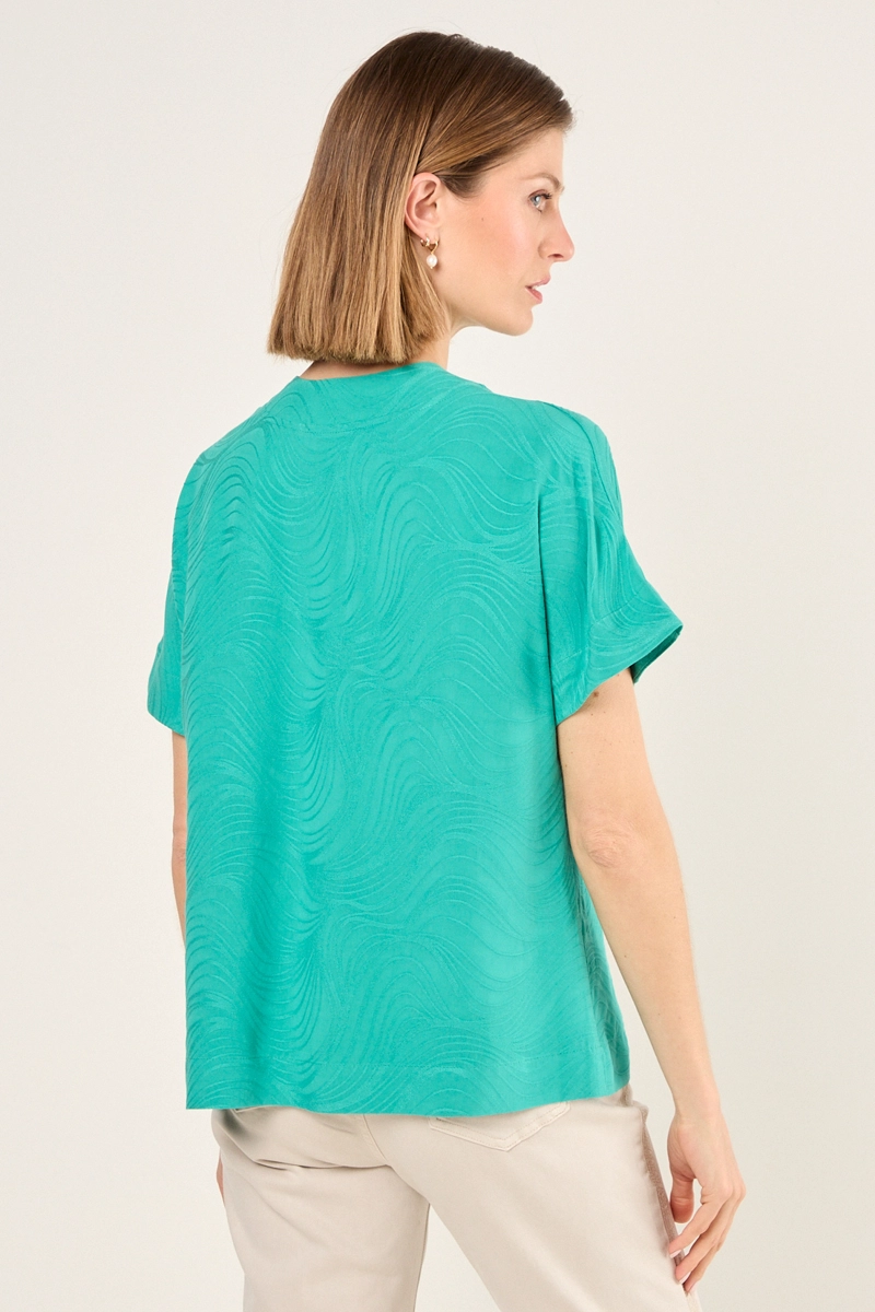BLUSA LISA CON TEXTURA VERDE MUJER MAGRIFFE - 3