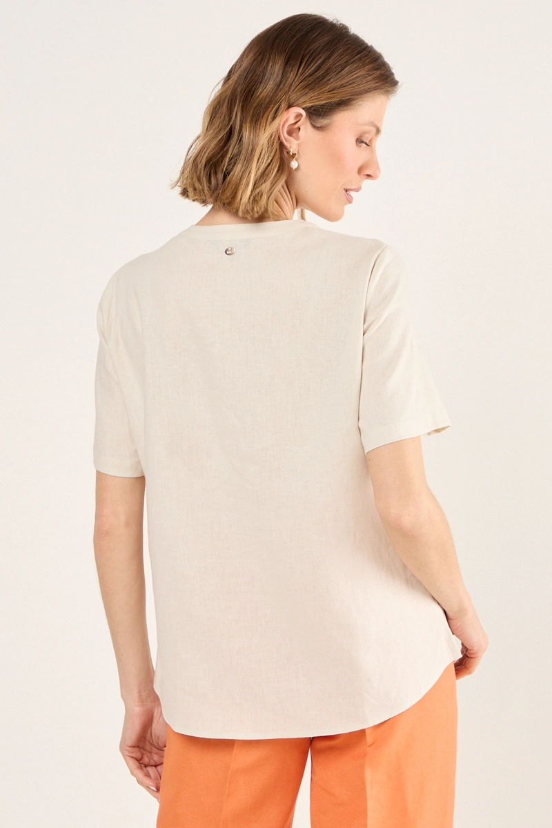 BLUSAS MANGA CORTA BEIGE MUJER MAGRIFFE - 3