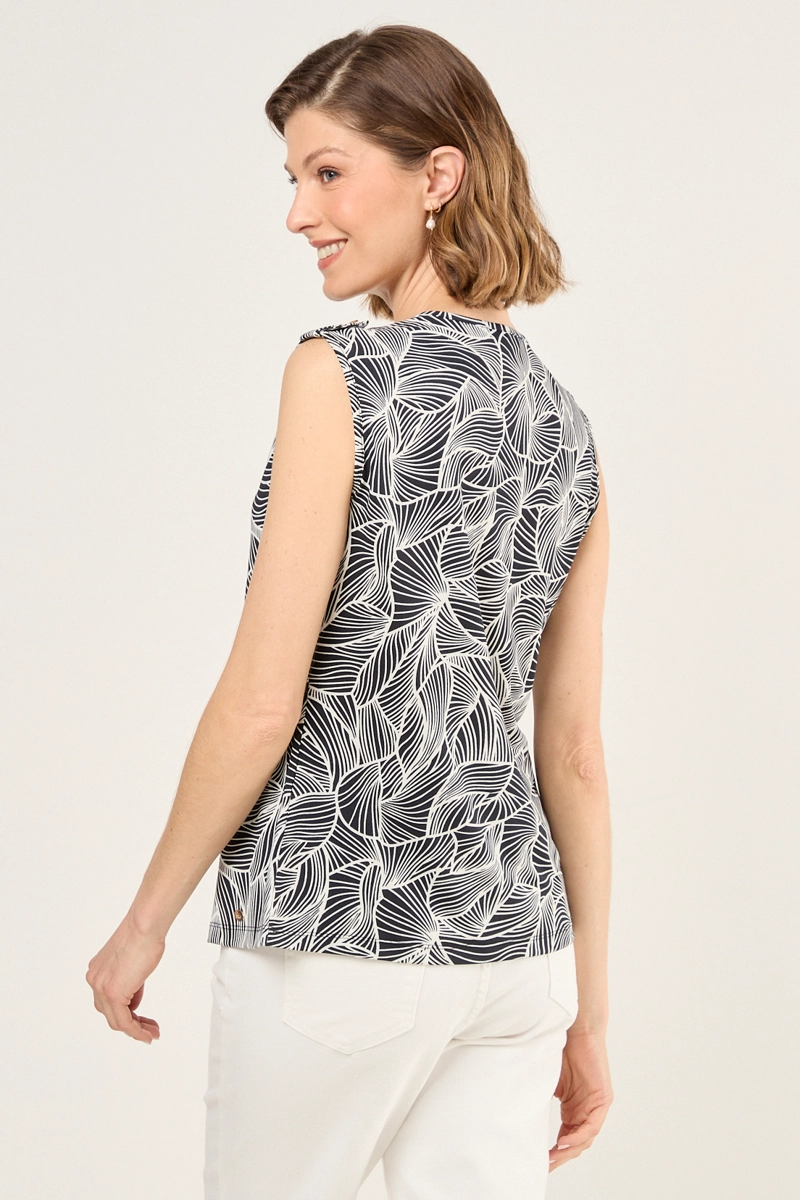 POLERA ESTAMPADA DE LYCRA AZUL MUJER MAGRIFFE - 3