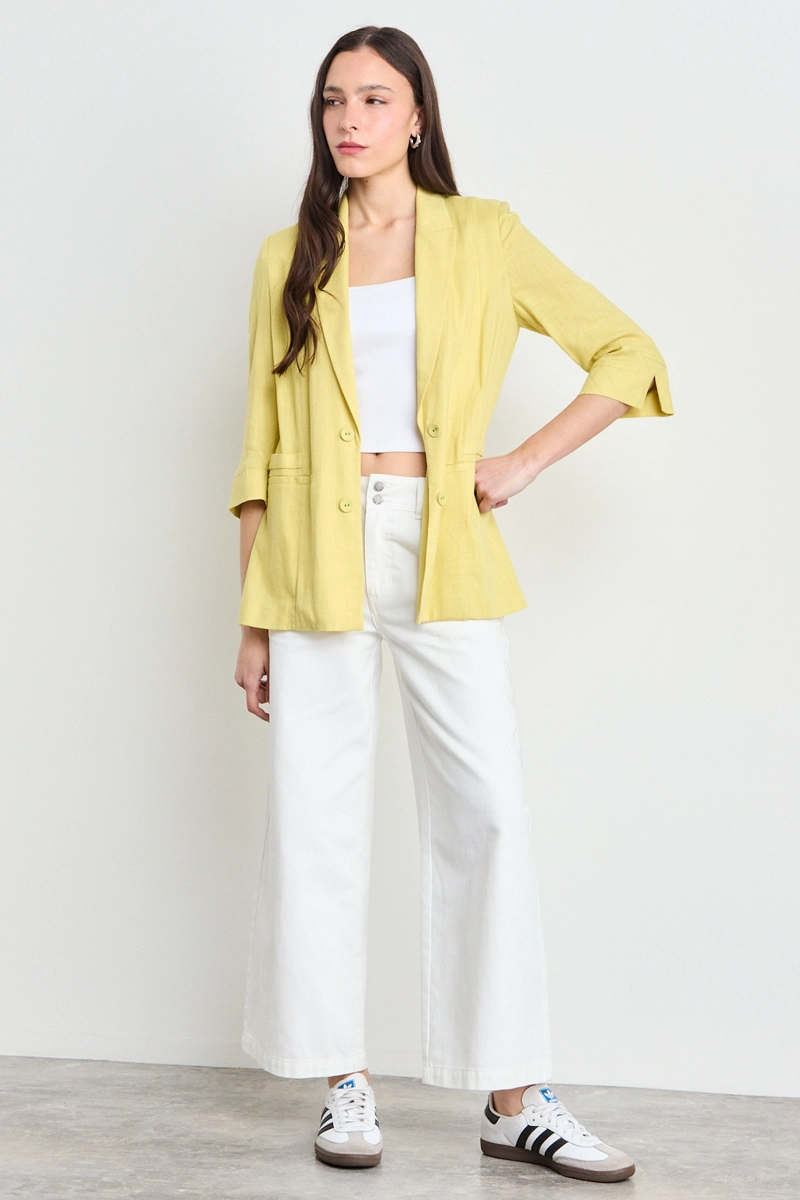 BLAZER LISO AMARILLO MUJER IO - 4