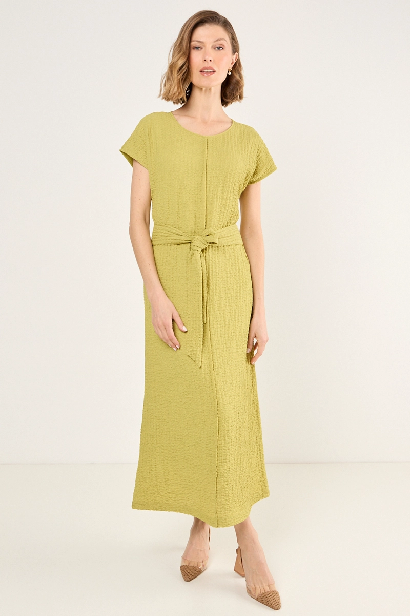 VESTIDO CON TEXTURA ARRUGADA VERDE MUJER MAGRIFFE - 1