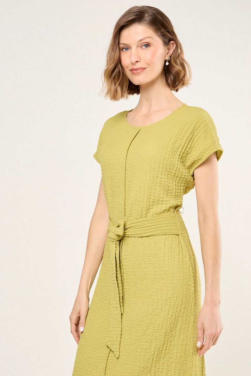 VESTIDO CON TEXTURA ARRUGADA VERDE MUJER MAGRIFFE - 3