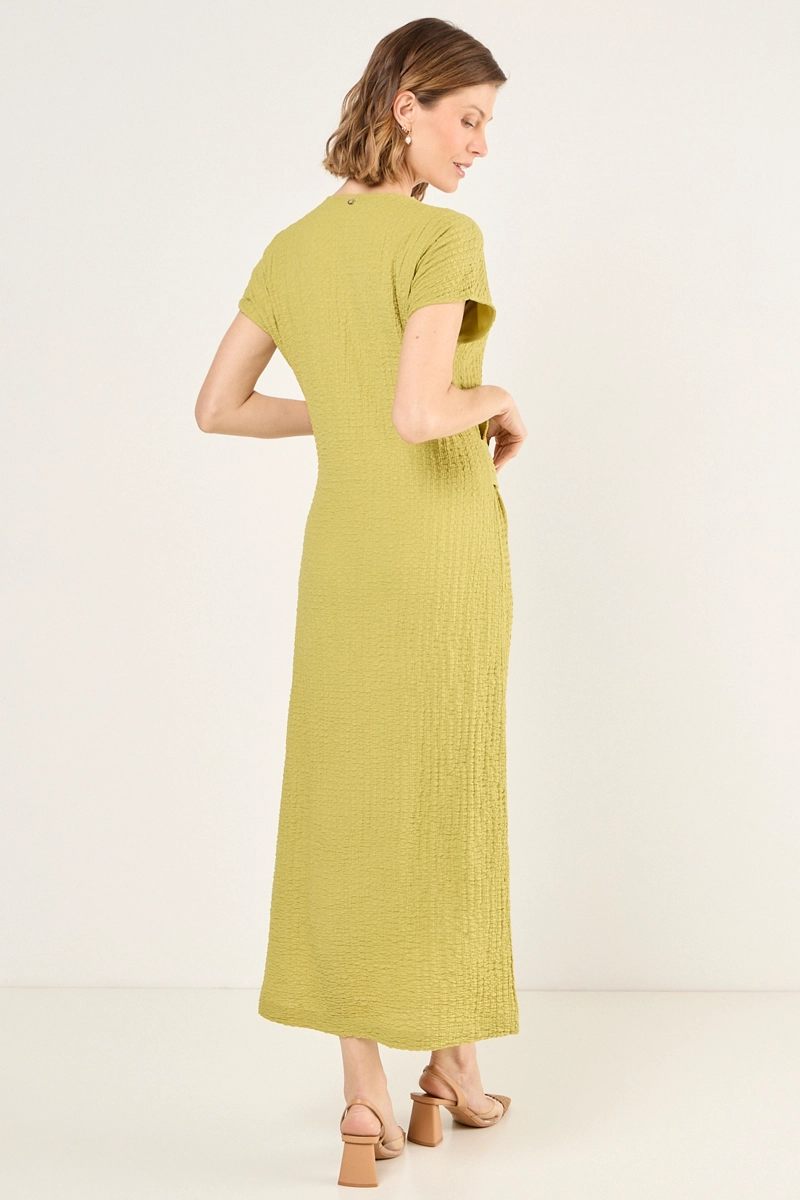 VESTIDO CON TEXTURA ARRUGADA VERDE MUJER MAGRIFFE - 4