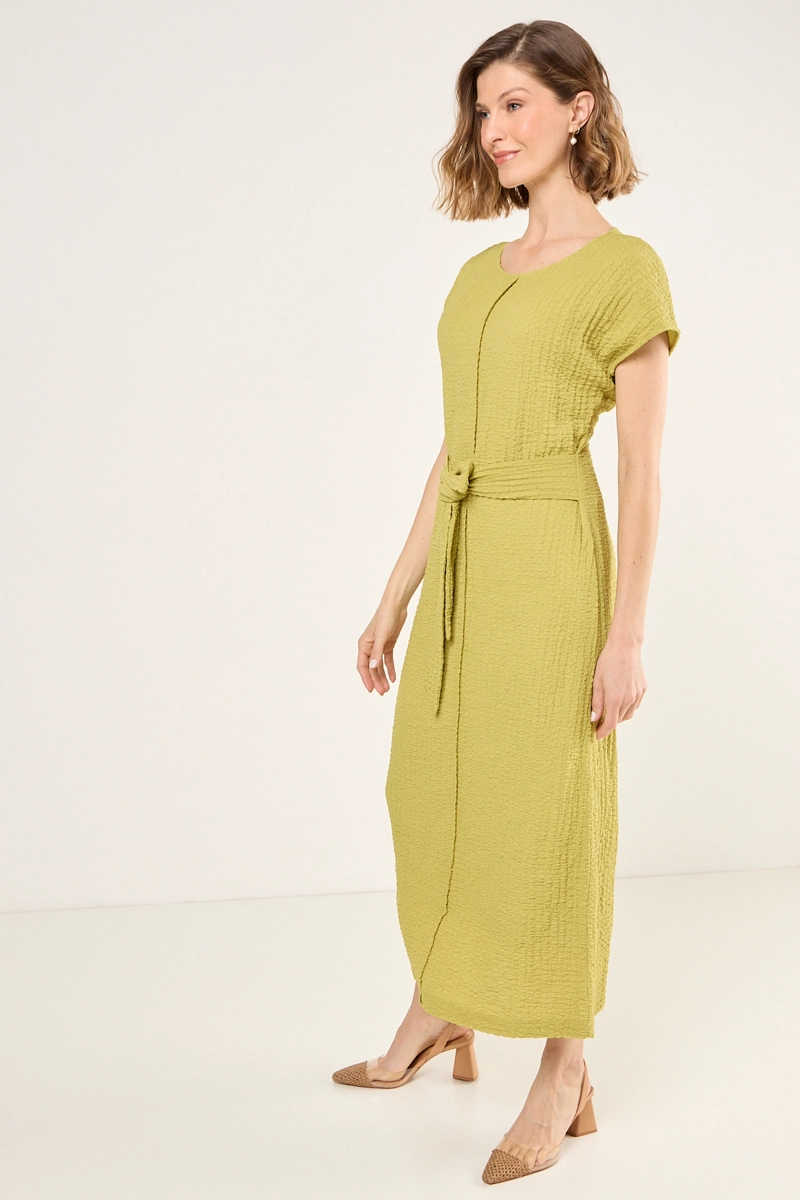 VESTIDO CON TEXTURA ARRUGADA VERDE MUJER MAGRIFFE - 5