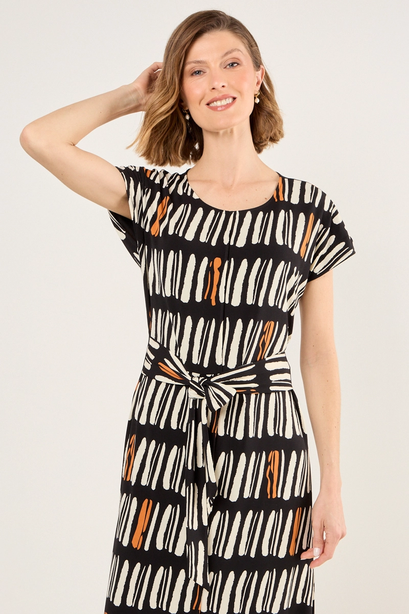 VESTIDO ESTAMPADO CON LAZO NEGRO MUJER MAGRIFFE - 3