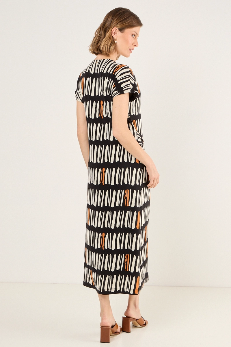 VESTIDO ESTAMPADO CON LAZO NEGRO MUJER MAGRIFFE - 4