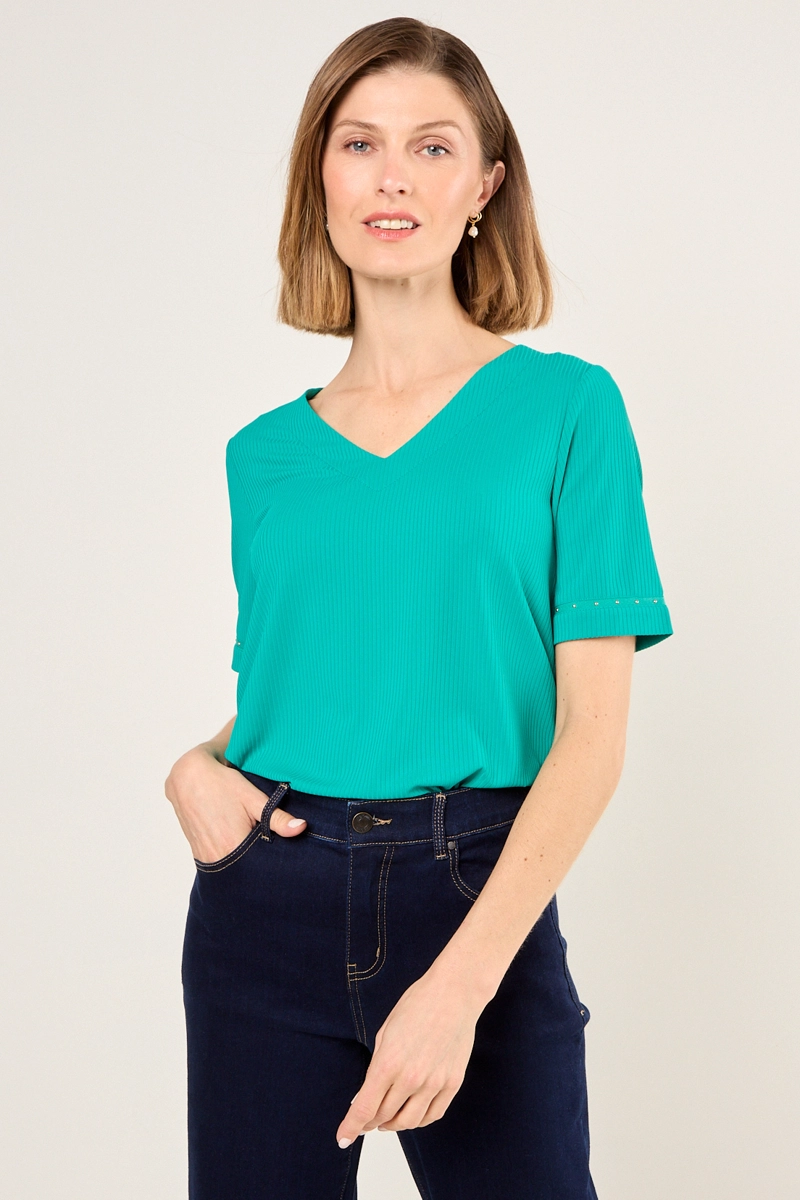 POLERA DE RIB ACANALADO VERDE MUJER MAGRIFFE - 1