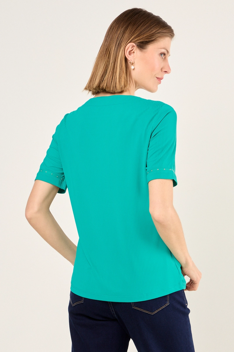 POLERA DE RIB ACANALADO VERDE MUJER MAGRIFFE - 3
