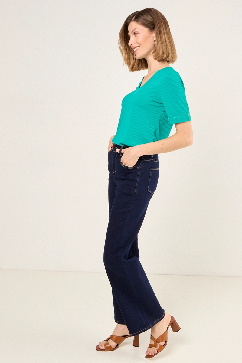 POLERA DE RIB ACANALADO VERDE MUJER MAGRIFFE - 5
