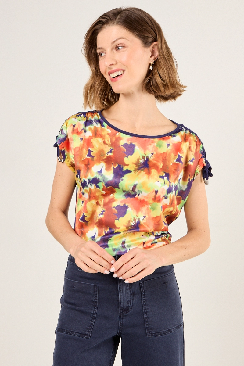POLERA MANGA CORTA AZUL MUJER MAGRIFFE - 1