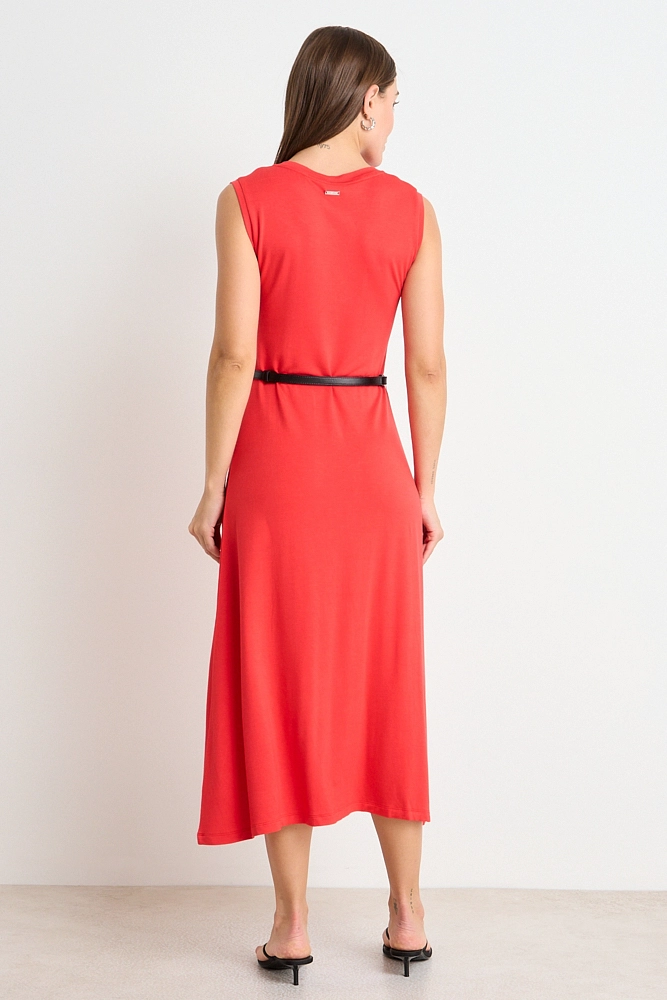 VESTIDO LARGO SIN MANGAS LISO ROJO MUJER ASH - 3