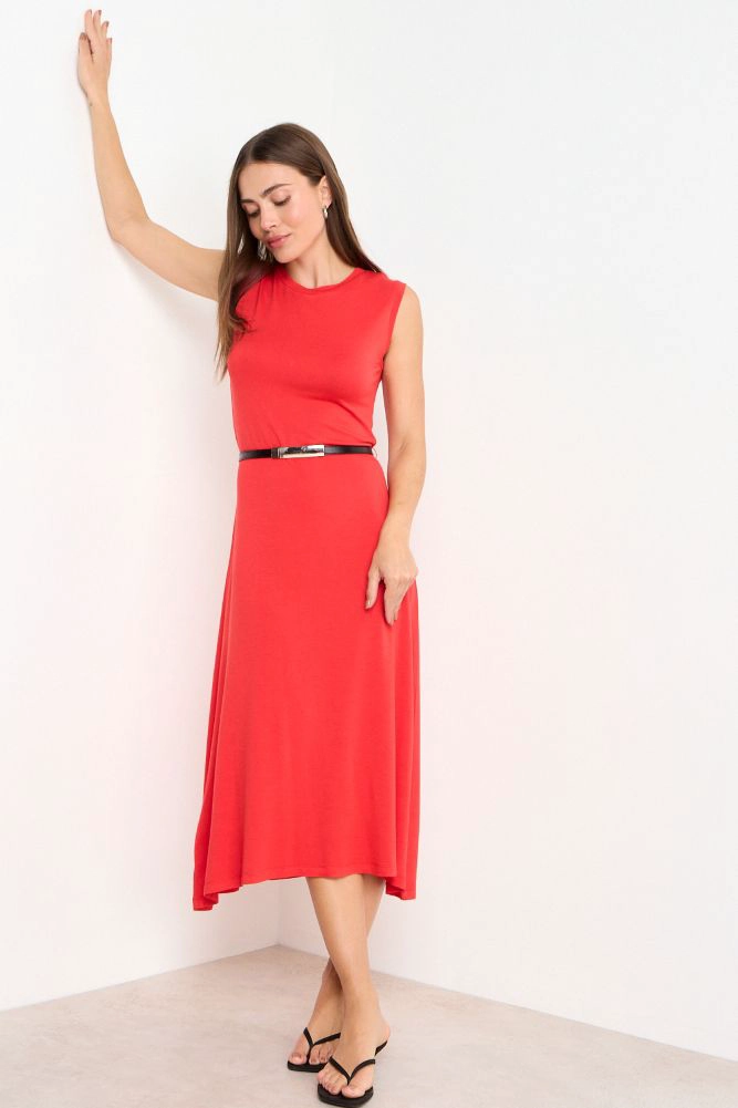 VESTIDO LARGO SIN MANGAS LISO ROJO MUJER ASH - 5