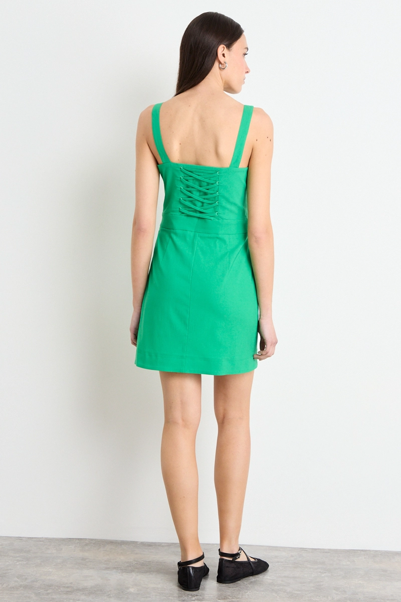 VESTIDO LISO VERDE OLIVA MUJER IO - 4