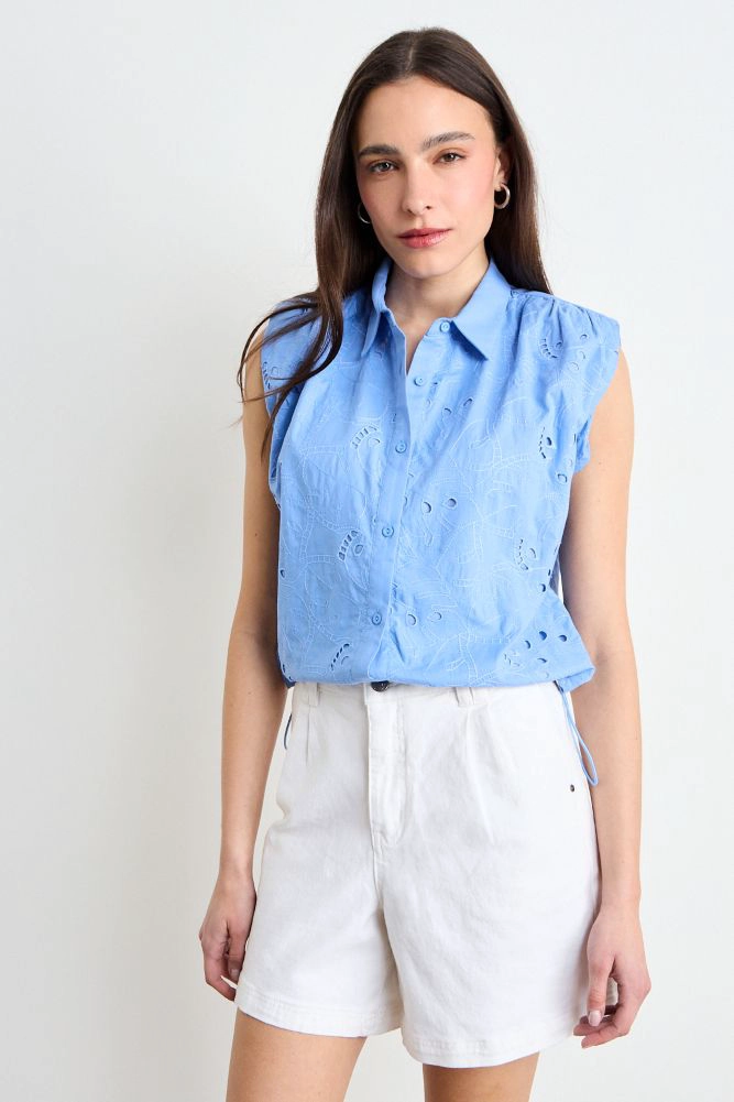 BLUSAS MANGA CORTA CELESTE MUJER IO - 1
