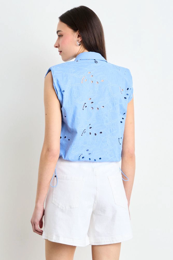 BLUSAS MANGA CORTA CELESTE MUJER IO - 3