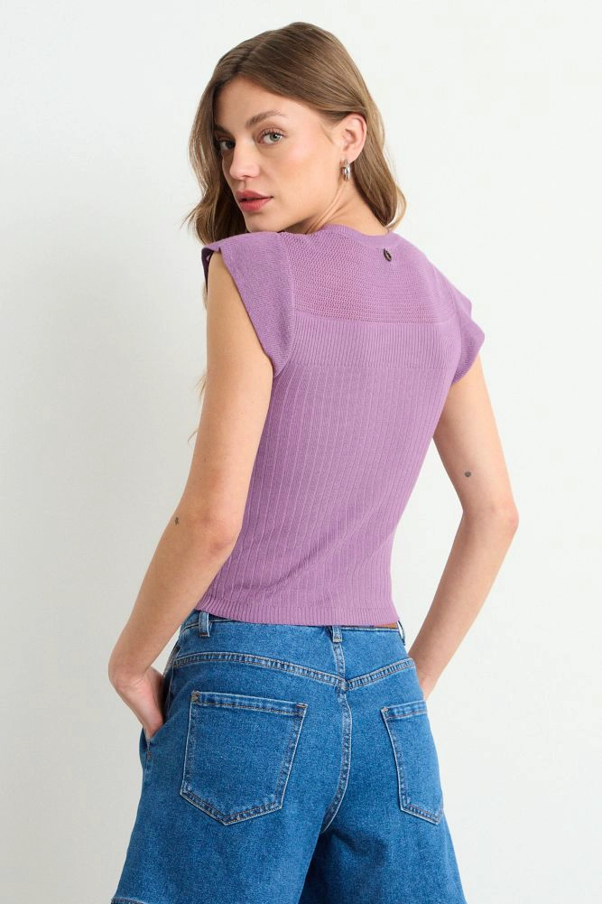 POLERA TEJIDA MORADO MUJER IO - 3