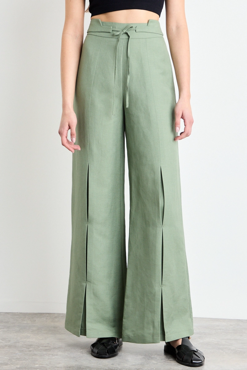 PANTALON LISO VERDE OLIVA MUJER IO - 2