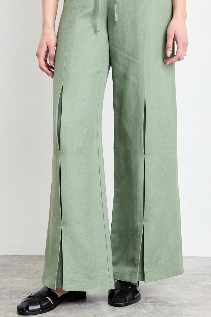 PANTALON LISO VERDE OLIVA MUJER IO - 3