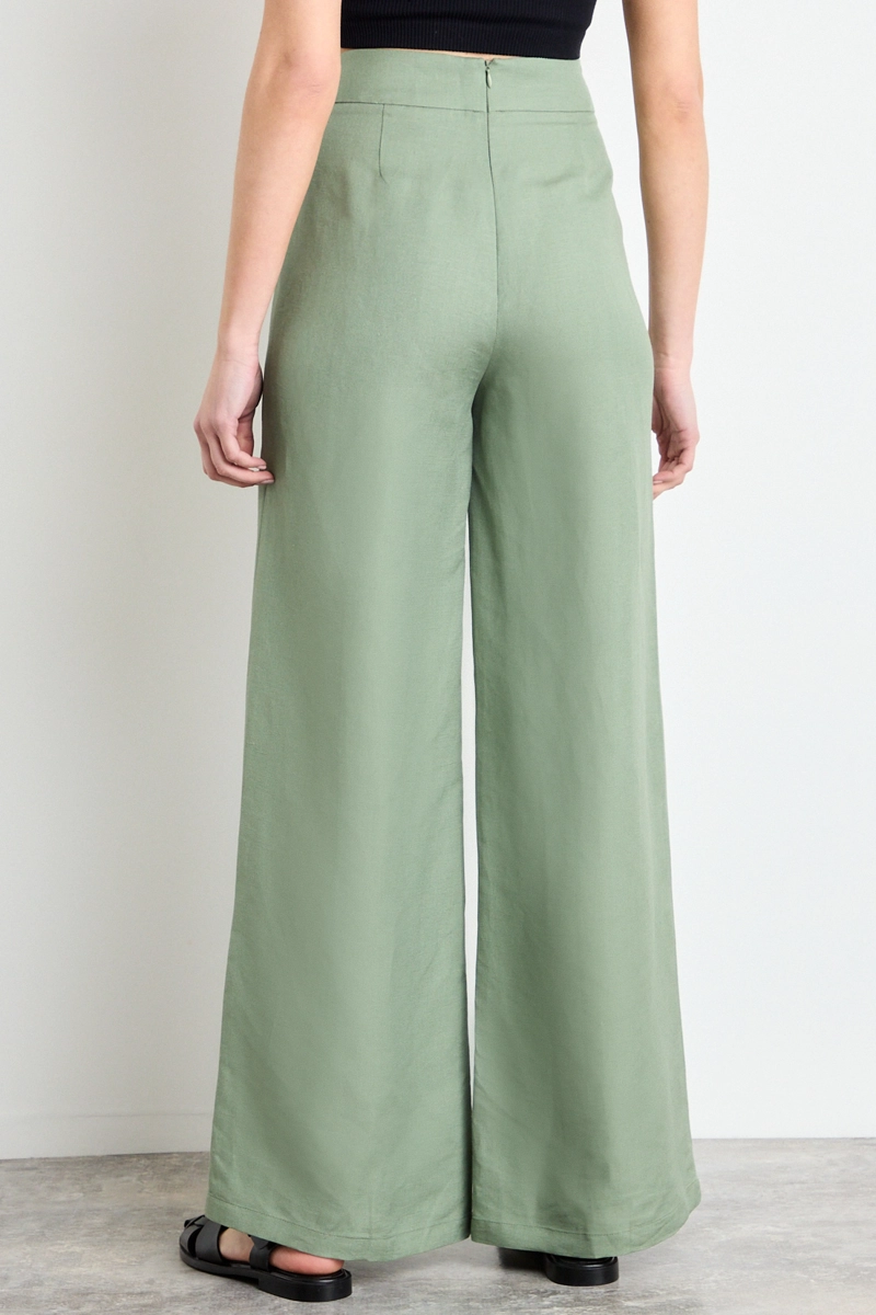 PANTALON LISO VERDE OLIVA MUJER IO - 4