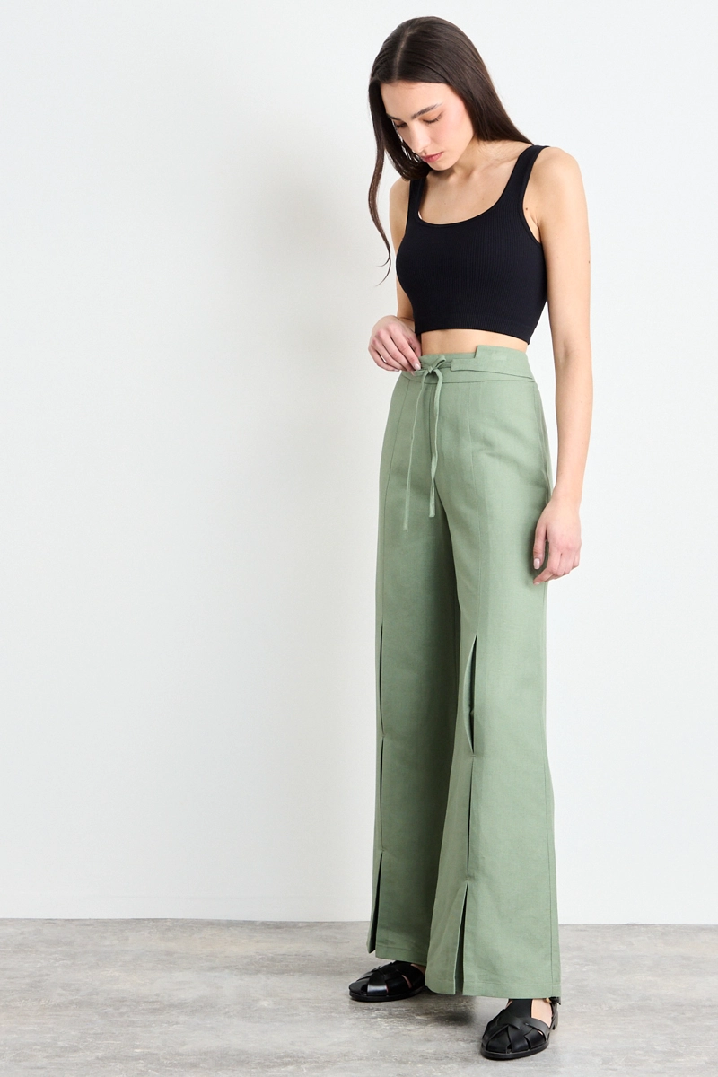 PANTALON LISO VERDE OLIVA MUJER IO - 5