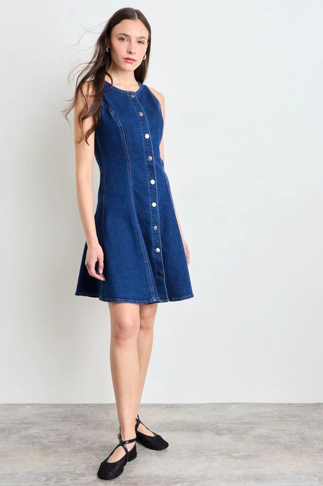 VESTIDO MEZCLILLA AZUL MUJER IO - 4