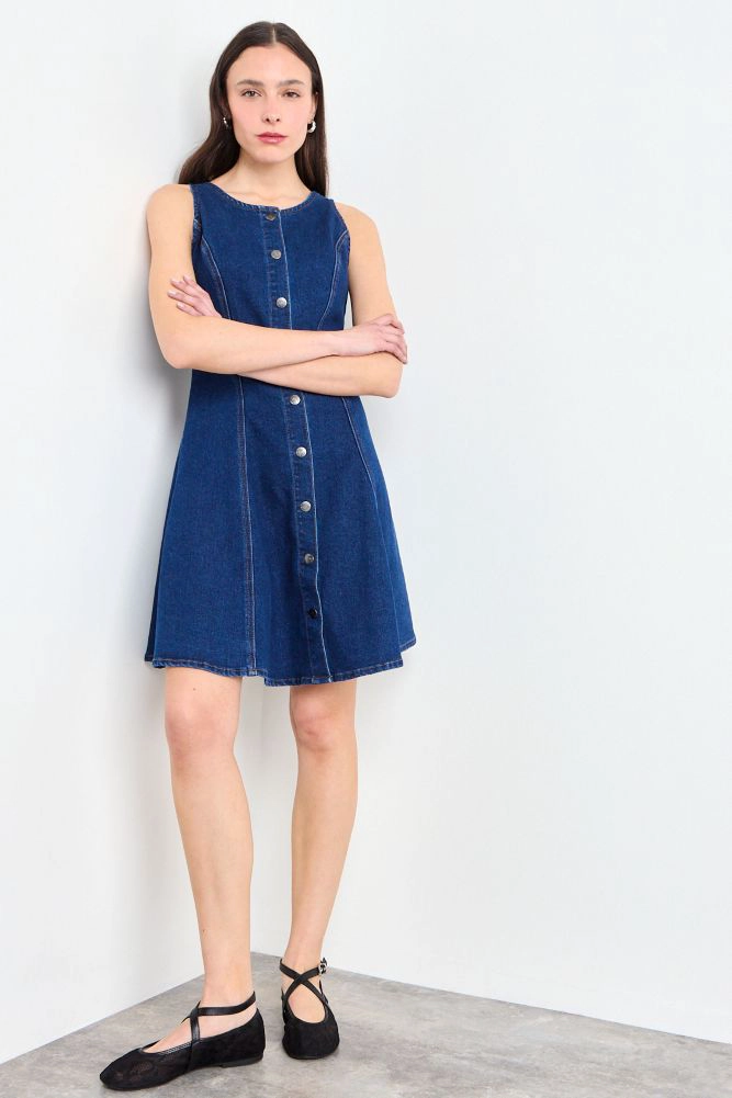 VESTIDO MEZCLILLA AZUL MUJER IO - 5