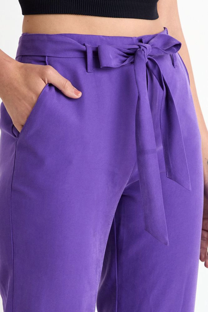 PANTALON RECTO CON LAZO MORADO MUJER ASH - 3