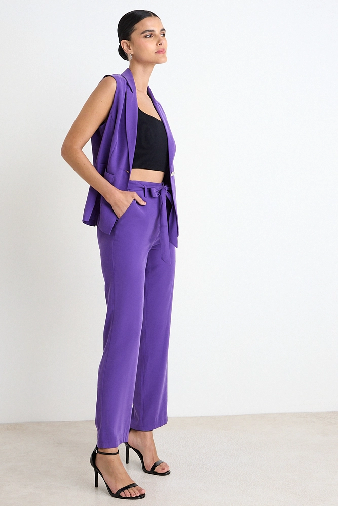 PANTALON RECTO CON LAZO MORADO MUJER ASH - 5
