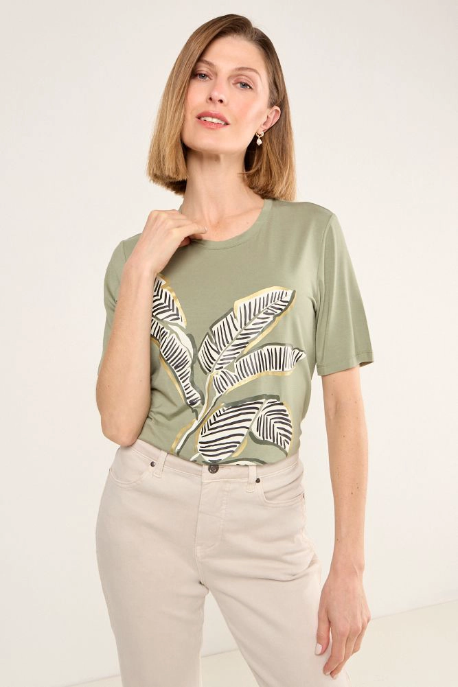 POLERA ESTAMPADO FOCALIZADO AVELLANA MUJER MAGRIFFE - 1