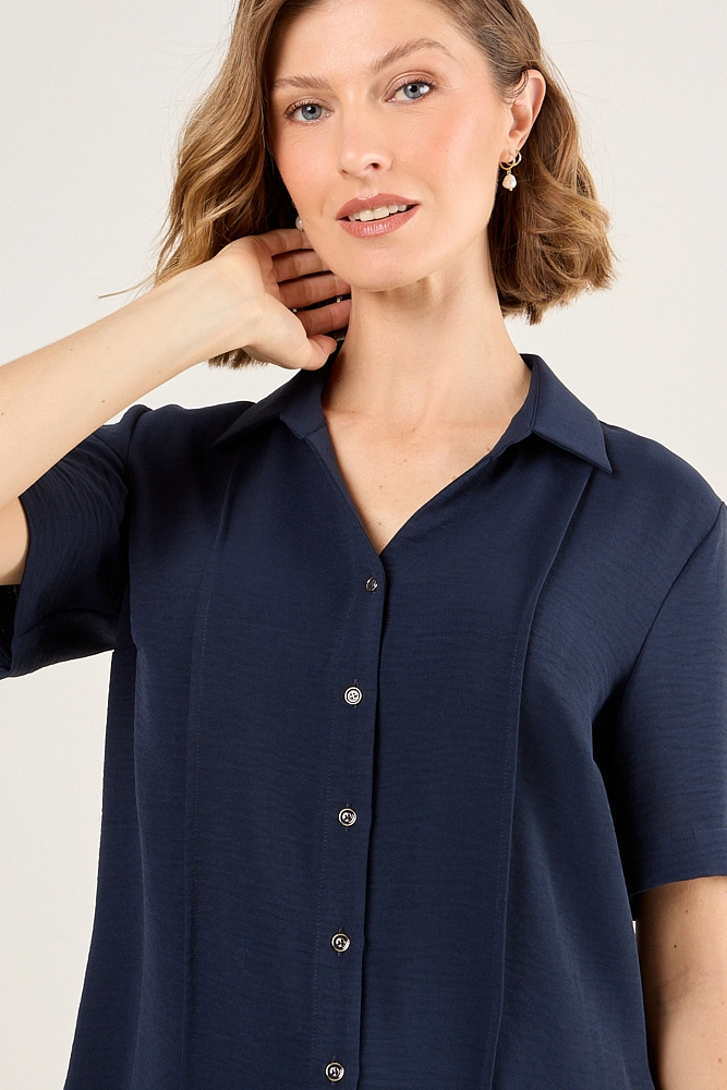 BLUSA CAMISERA AZUL MARINO MUJER MAGRIFFE - 2
