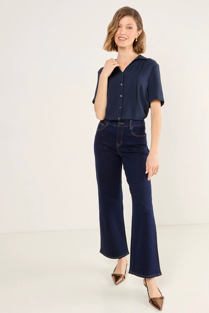 BLUSA CAMISERA AZUL MARINO MUJER MAGRIFFE - 4