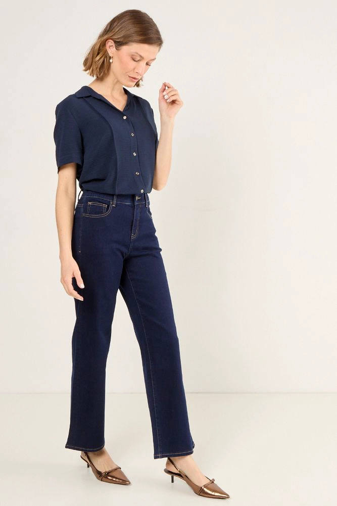 BLUSA CAMISERA AZUL MARINO MUJER MAGRIFFE - 5