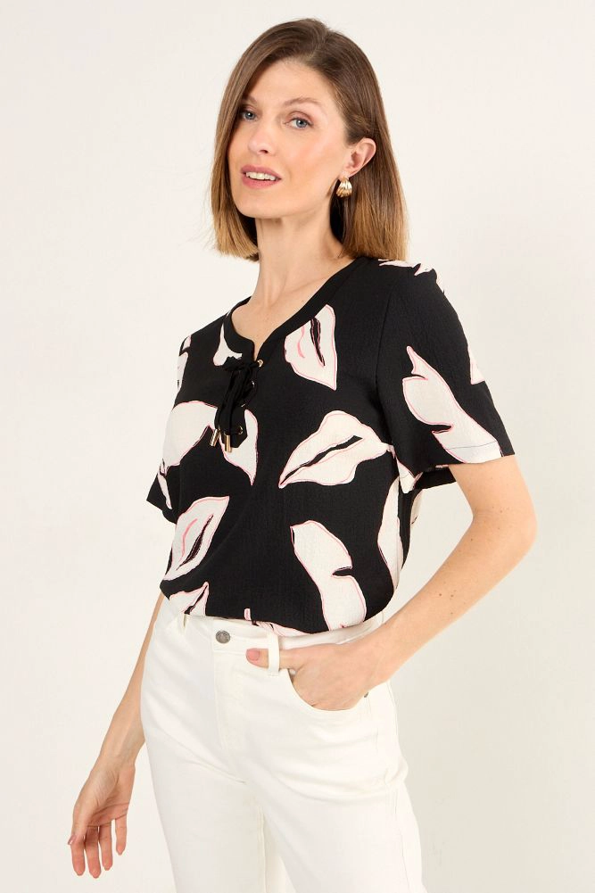 BLUSA ESTAMPADA NEGRO MUJER MAGRIFFE - 1