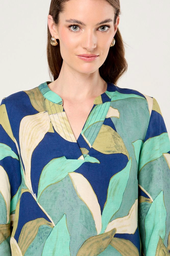 BLUSA LINO ESTAMPADO AZUL MARINO MUJER MAGRIFFE - 2