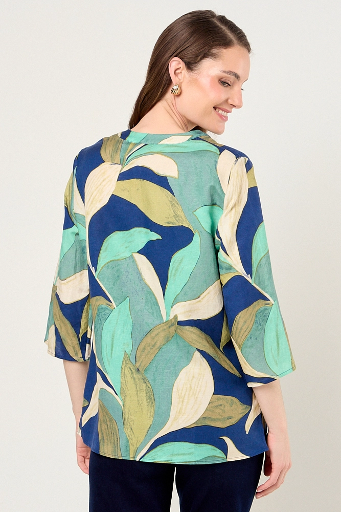 BLUSA LINO ESTAMPADO AZUL MARINO MUJER MAGRIFFE - 3