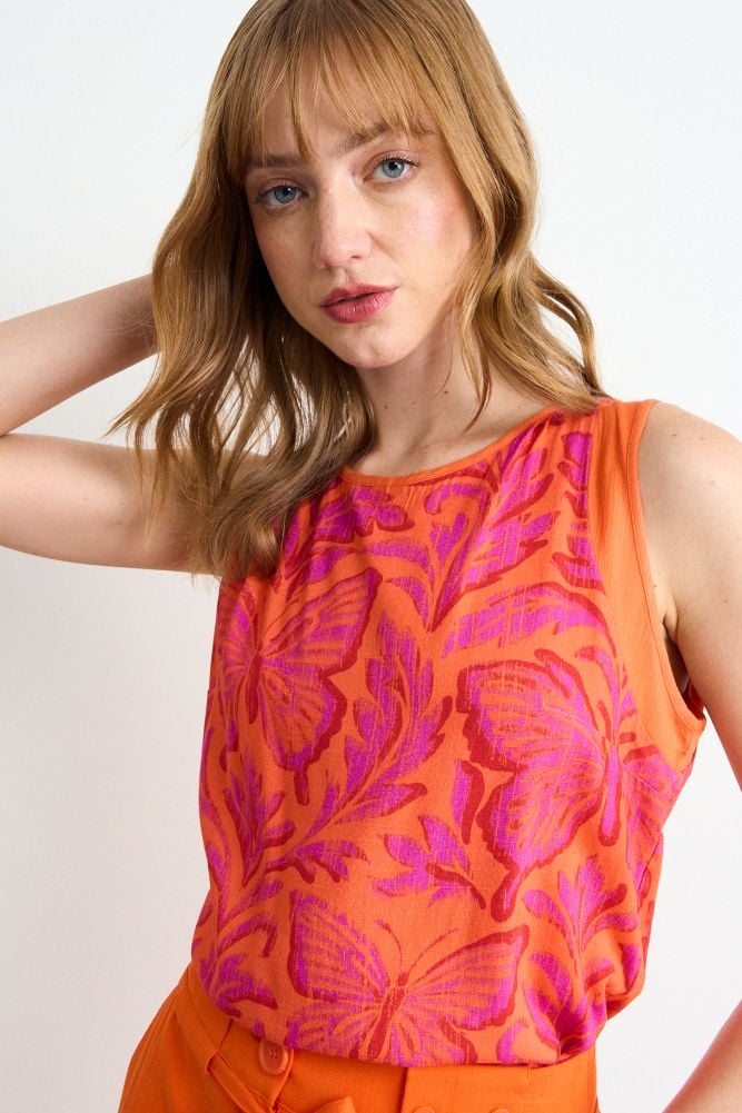 POLERA FANTASIA NARANJO MUJER IO - 1