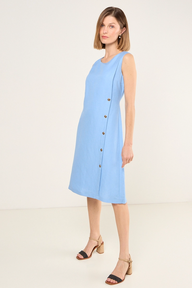 VESTIDO LINO SIN MANGAS CELESTE MUJER MAGRIFFE - 5