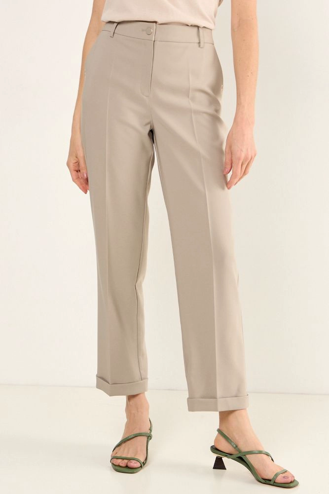 PANTALON FORMAL CON BASTA DOBLADA AVELLANA MUJER MAGRIFFE - 3