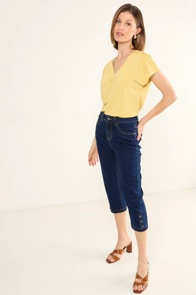 POLERA ESCOTE EN V AMARILLO MUJER MAGRIFFE - 4