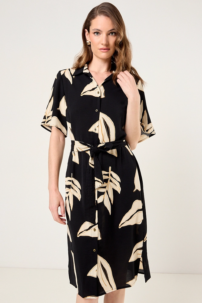 VESTIDO CAMISERO DE FANTASIA NEGRO MUJER MAGRIFFE - 1