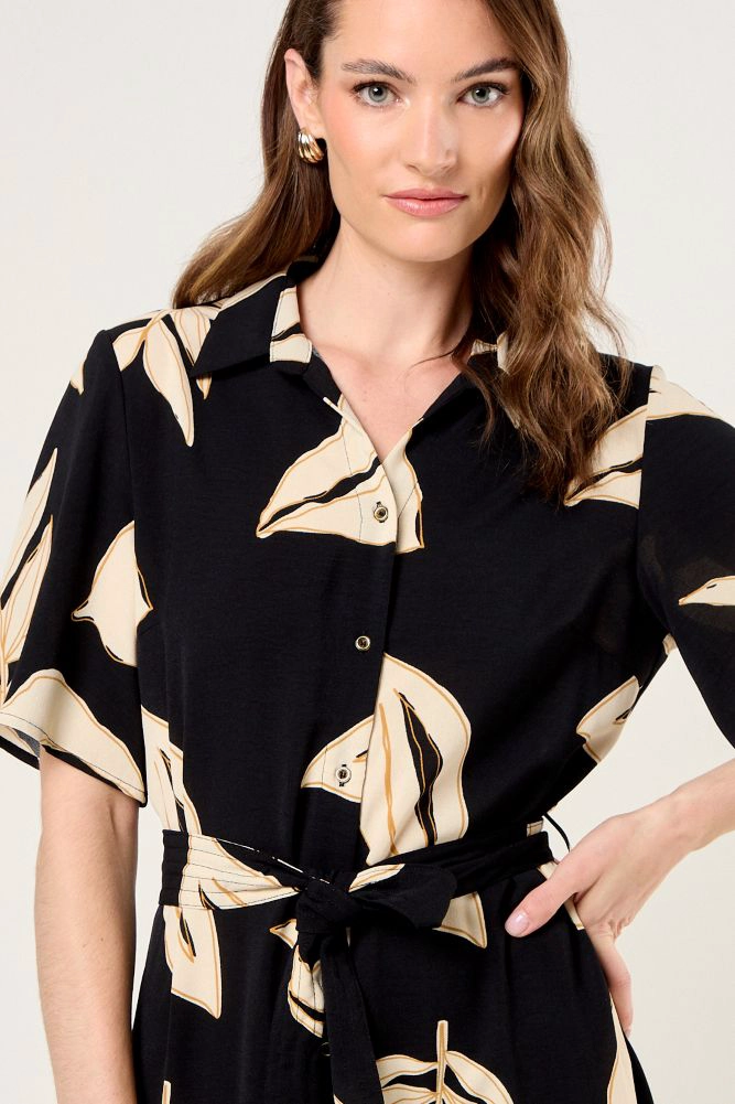 VESTIDO CAMISERO DE FANTASIA NEGRO MUJER MAGRIFFE - 2