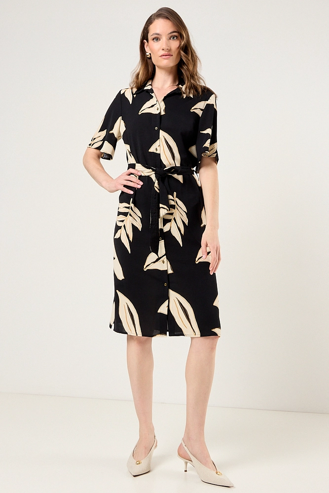 VESTIDO CAMISERO DE FANTASIA NEGRO MUJER MAGRIFFE - 4