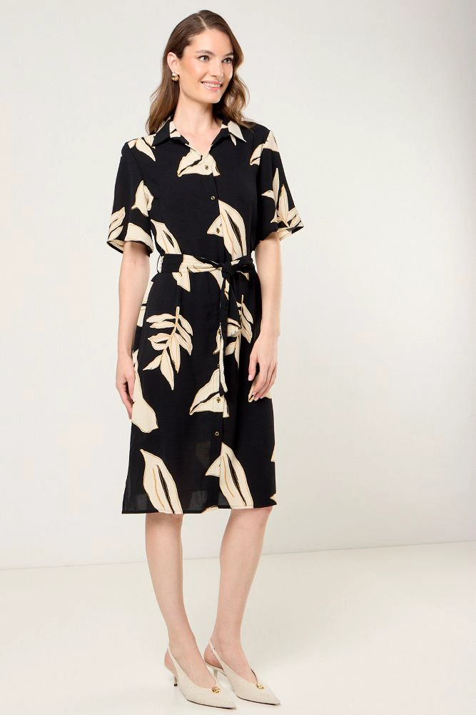 VESTIDO CAMISERO DE FANTASIA NEGRO MUJER MAGRIFFE - 5
