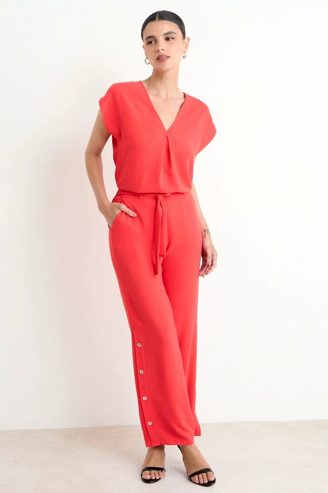 PANTALON LISO RECTO ROJO MUJER ASH - 1